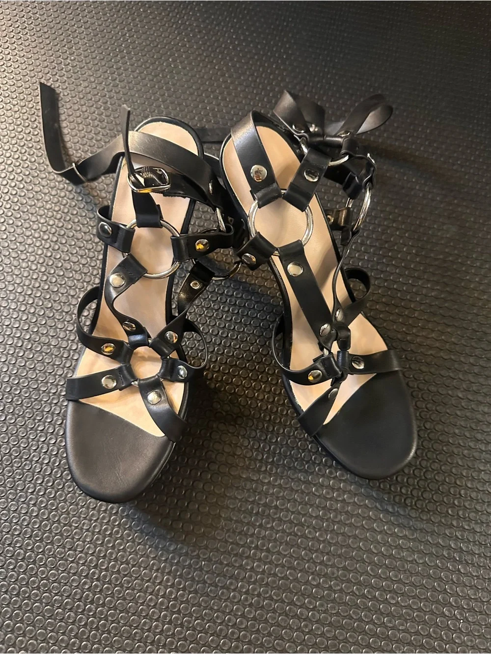 Strappy anklet heels- bondage look-never been worn